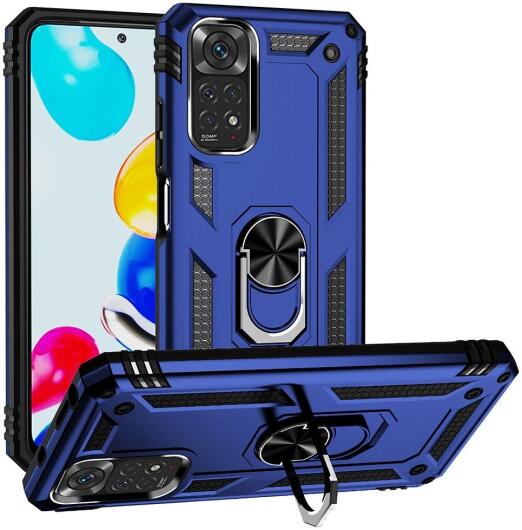 Xiaomi Redmi Note 11 / 11S Hoesje Hybride Kickstand Back Cover Blauw afbeelding 1
