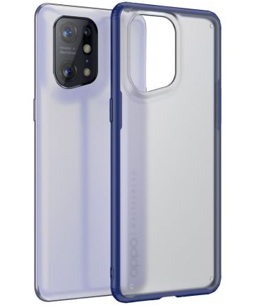 Oppo Find X5 Hoesje Armor Back Cover Transparant Blauw Hoesjes