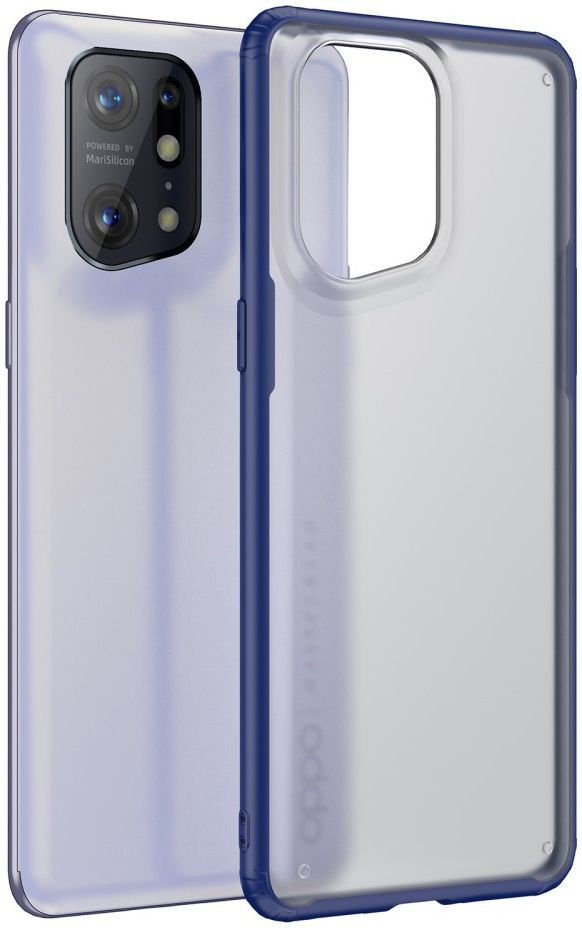 Oppo Find X5 Hoesje Armor Back Cover Transparant Blauw afbeelding 1