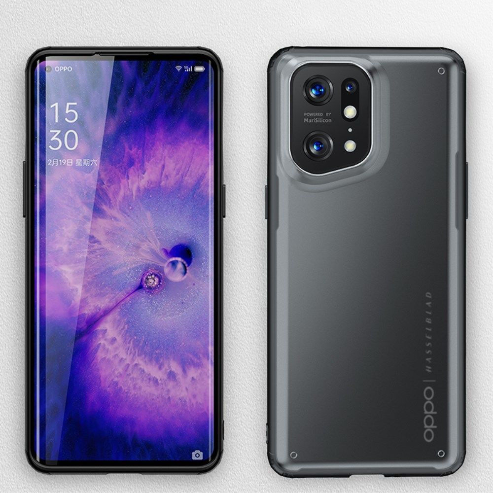 Oppo Find X5 Pro Hoesje Armor Back Cover Transparant Zwart afbeelding 3