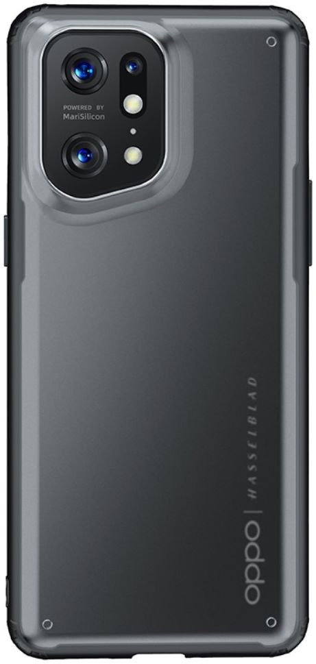 Oppo Find X5 Pro Hoesje Armor Back Cover Transparant Zwart afbeelding 2