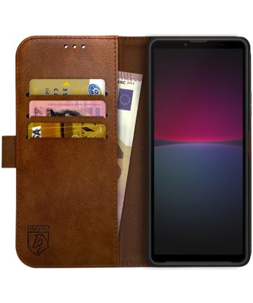 Rosso Element Sony Xperia 10 IV Hoesje Book Cover Wallet Bruin Hoesjes