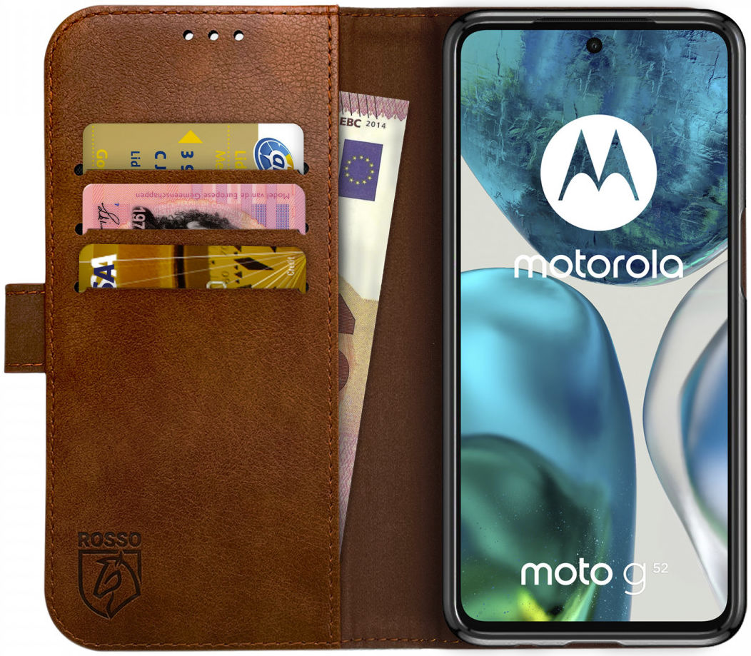 Edelsteen Evaluatie Schuldenaar Rosso Element Motorola Moto G52 Hoesje Book Cover Wallet Bruin | GSMpunt.nl