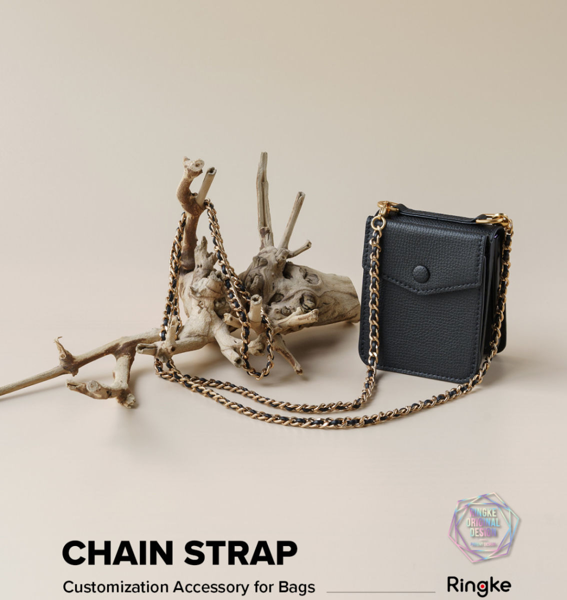 Ringke Chain Strap voor Ringke Folio Signature / Mini Cross Bag Zwart afbeelding 2