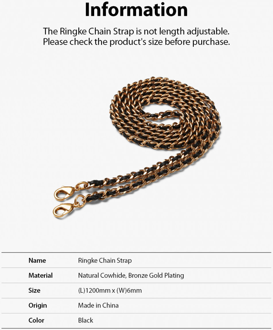 Ringke Chain Strap voor Ringke Folio Signature / Mini Cross Bag Zwart afbeelding 6