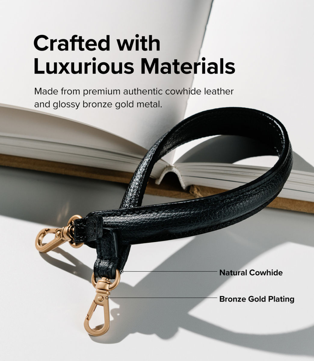 Ringke Leather Hand Strap voor Z Flip 3/Z Fold 3 Folio Signature Zwart afbeelding 5