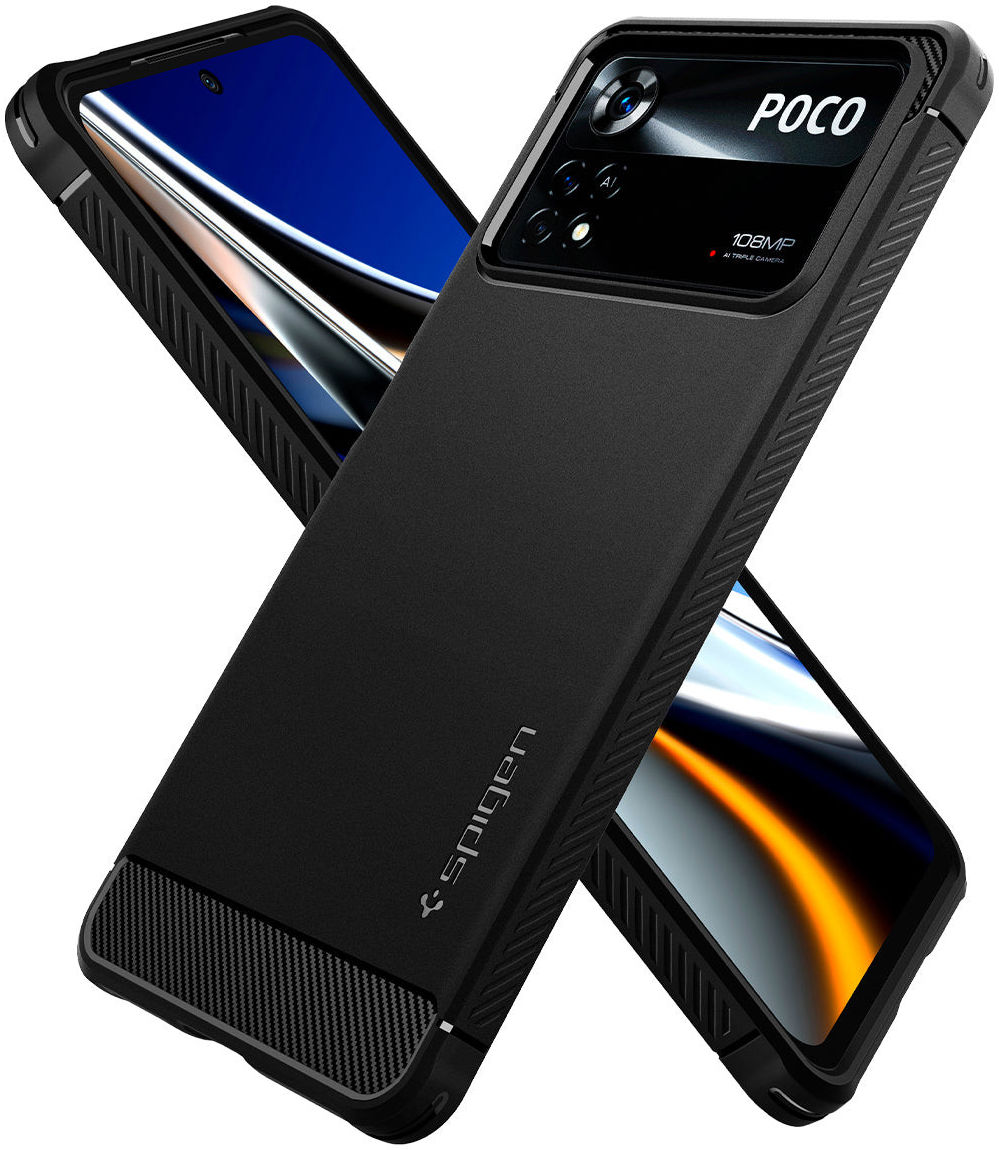 Spigen Rugged Armor Xiaomi Poco X4 Pro 5G Hoesje Back Cover Zwart afbeelding 2