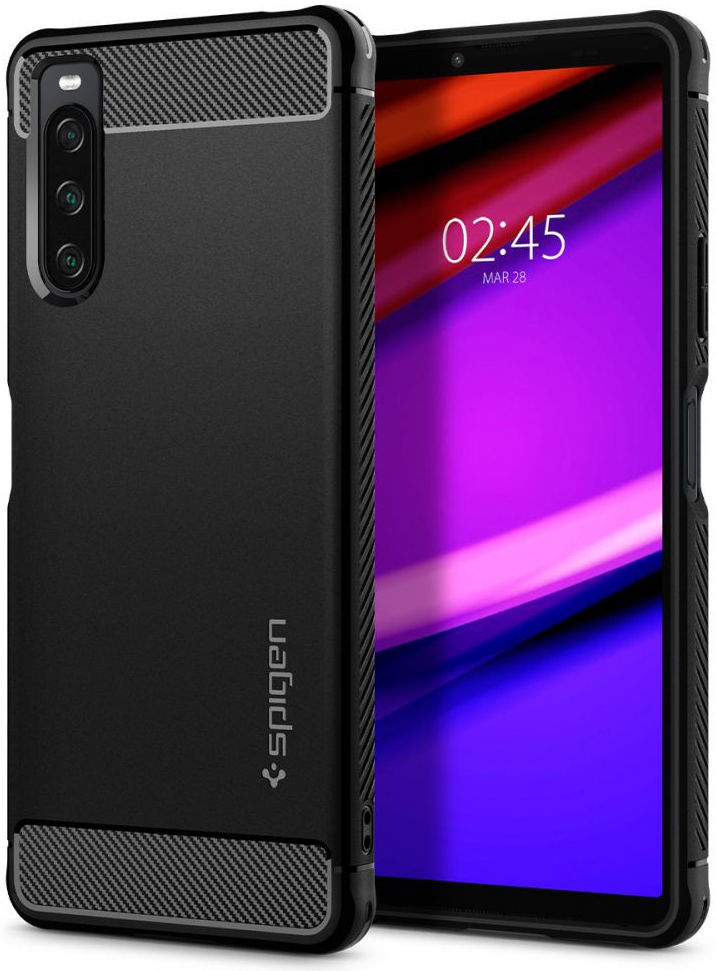Spigen Rugged Armor Sony Xperia 10 IV Hoesje Back Cover Zwart afbeelding 1