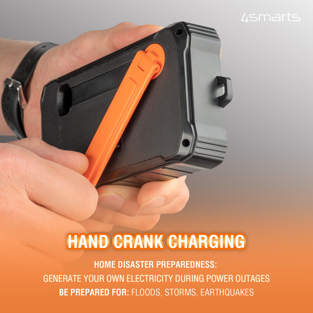 4smarts Zonnepaneel Powerbank met Handdynamo 12.000 mAh en Zaklamp afbeelding 3