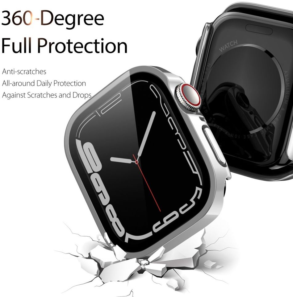 Dux Ducis Hamo - Apple Watch 7 / 8 / 9 41MM Hoesje - Full Protect - Zilver afbeelding 3