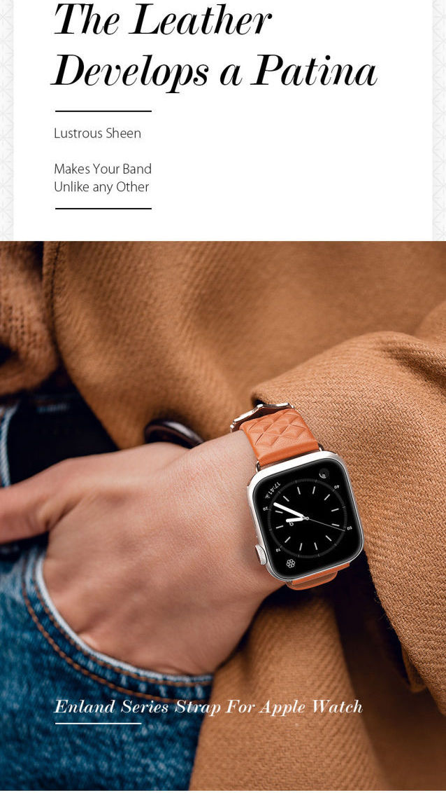 Dux Ducis Enland - Apple Watch Bandje - 1-9/SE 41MM/40MM/38MM - Leer - Blauw afbeelding 6