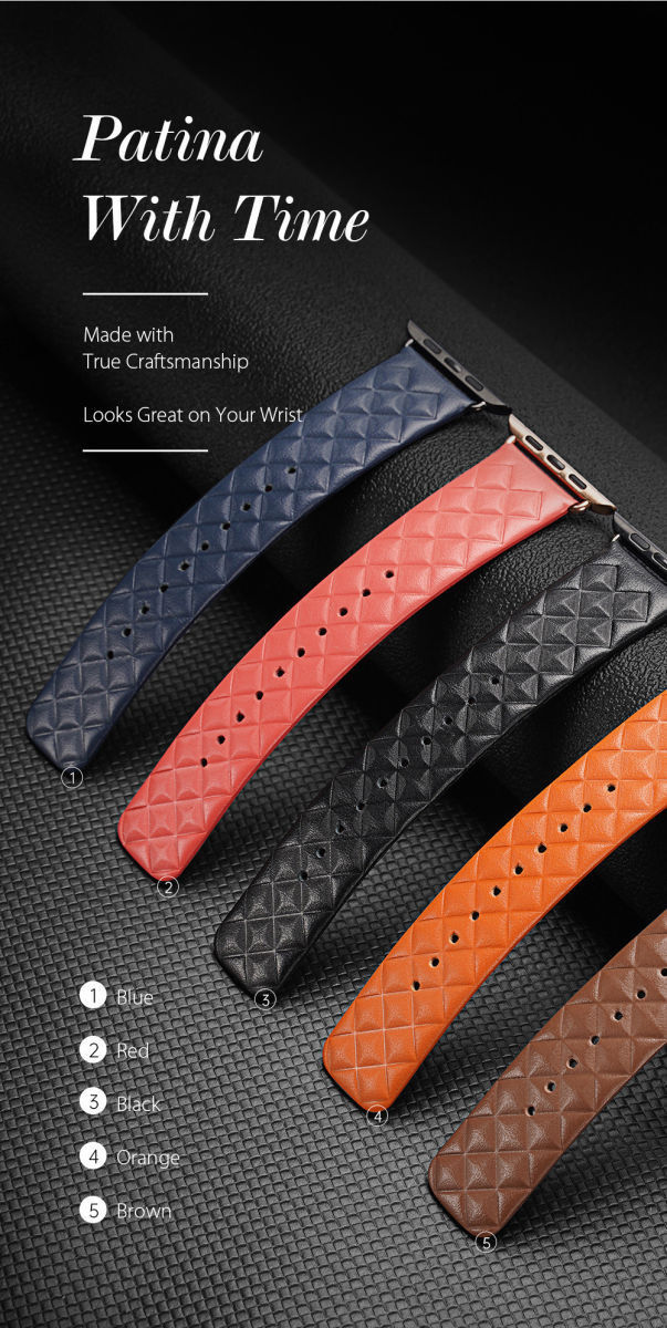 Dux Ducis Enland - Apple Watch Bandje - 1-9/SE 41MM/40MM/38MM - Leer - Blauw afbeelding 10
