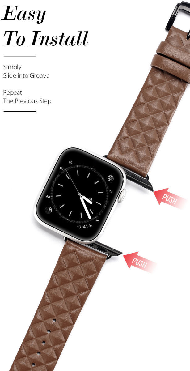 Dux Ducis - Apple Watch Band - 1-10/SE/Ultra - 49/46/45/44/42MM - Leer - Roze afbeelding 4