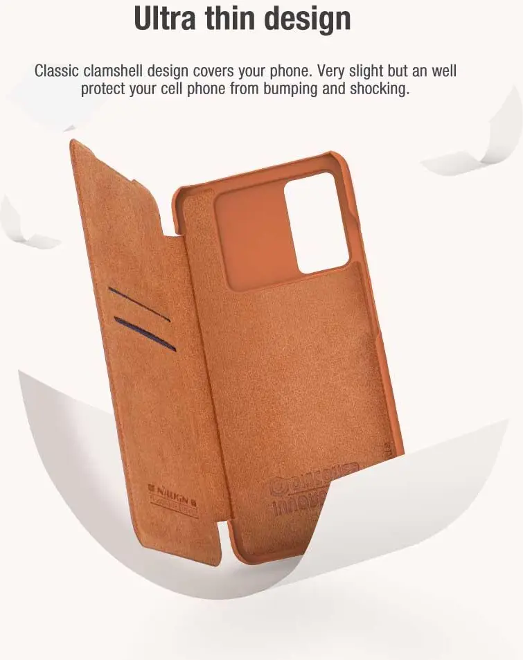 Nillkin Qin Pro Xiaomi Redmi Note 11 Pro Hoesje Camera Slider Bruin afbeelding 9