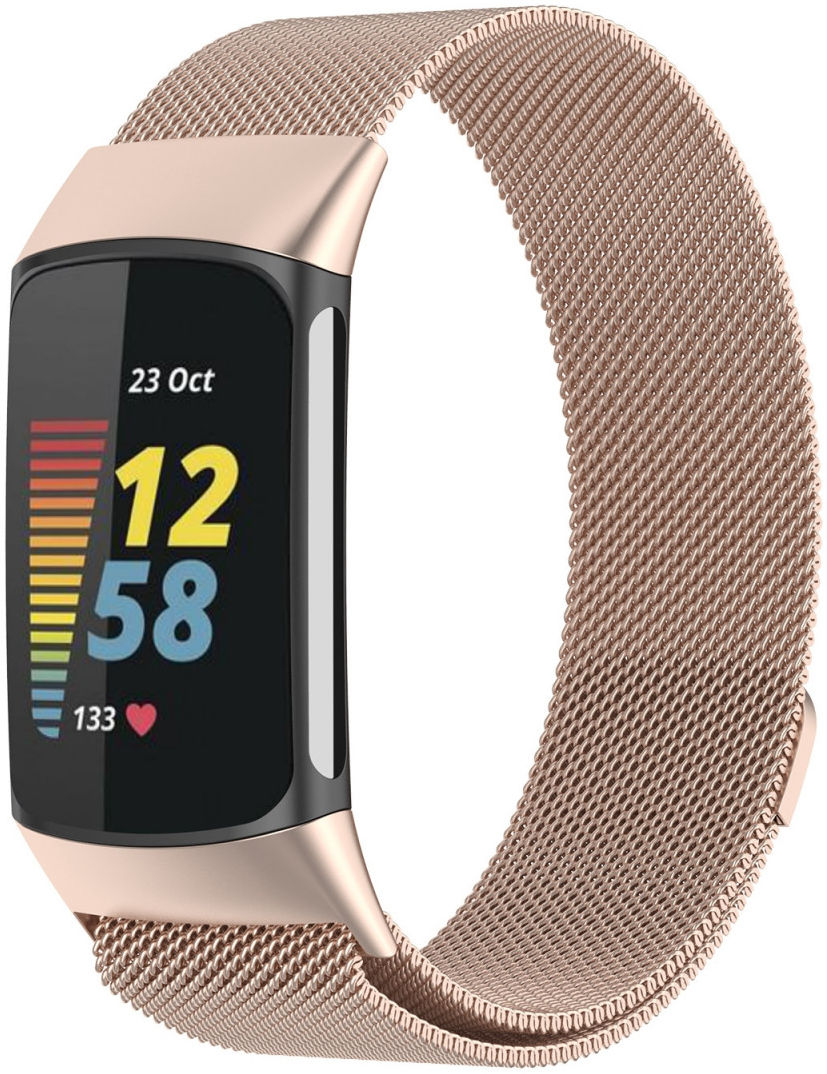 Fitbit Charge 5 Bandje Milanese Staal met Magneetsluiting Goud afbeelding 1