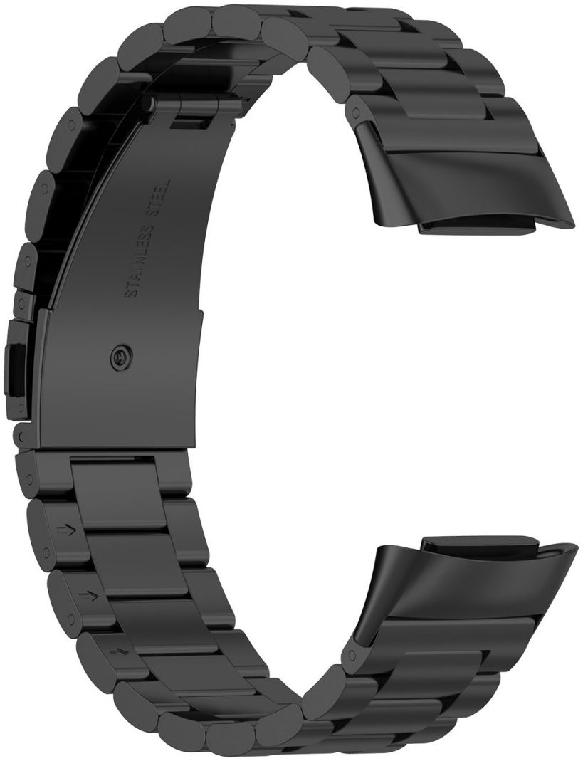 Fitbit Charge 5 Bandje Roestvrij Staal met Schakels Zwart afbeelding 2