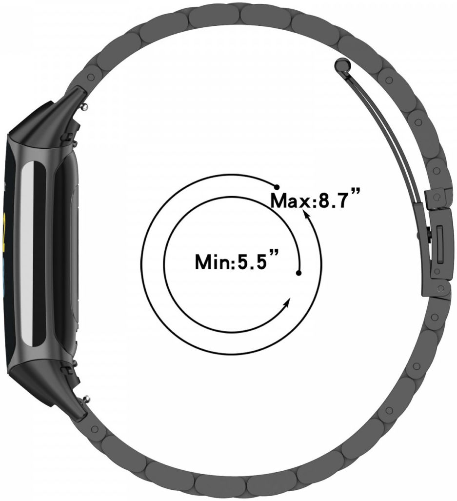 Fitbit Charge 5 Bandje Roestvrij Staal met Schakels Zwart afbeelding 6