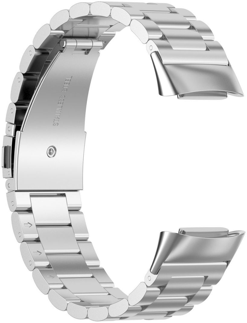 Fitbit Charge 5 / Charge 6 Bandje Roestvrij Staal met Schakels Zilver afbeelding 2