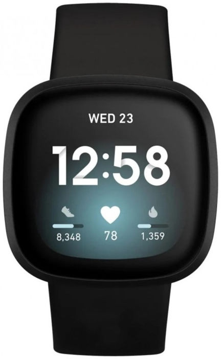 Fitbit Versa 3 / Sense Bandje - Siliconen met Drukknoop Sluiting - Zwart afbeelding 4