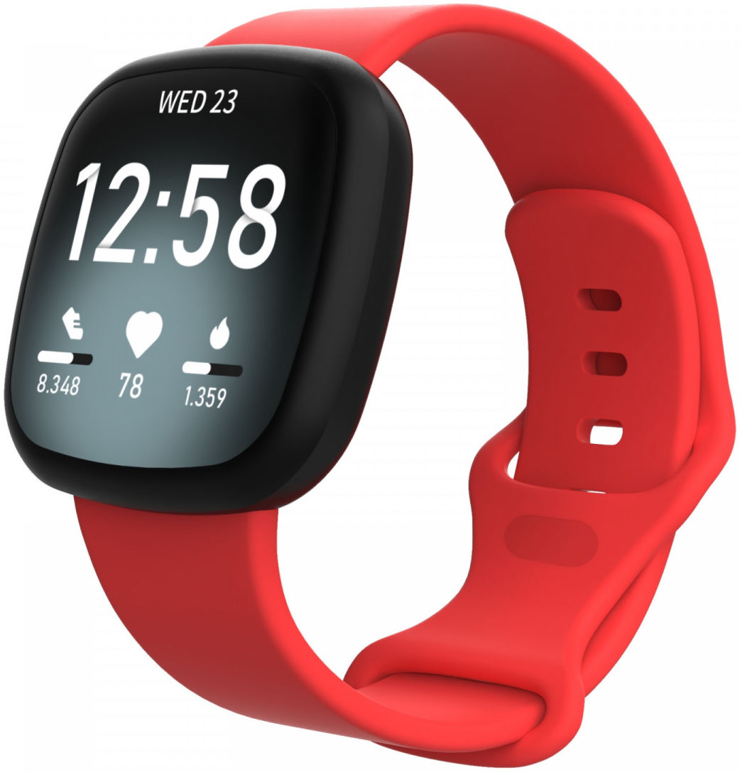 Fitbit Versa 3 / Sense Bandje Siliconen met Drukknoop Sluiting Rood afbeelding 1