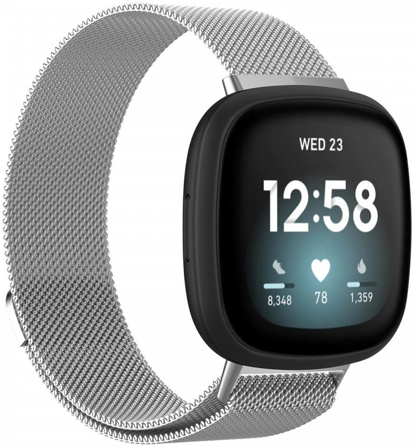 Fitbit Versa 3 / Sense Bandje - Milanese Staal Magneetsluiting - Zilver afbeelding 1