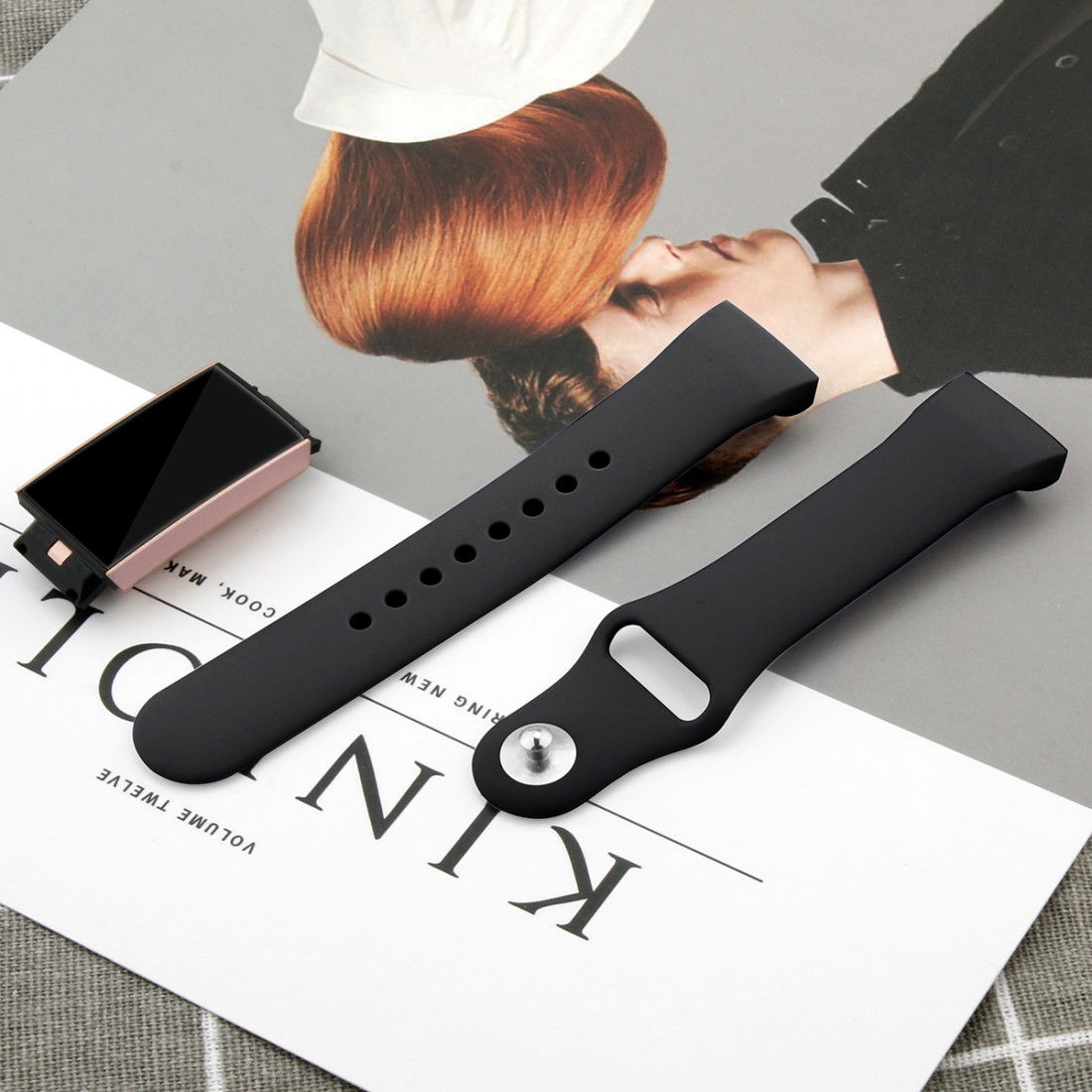 Fitbit Charge 4 / Charge 3 Bandje Siliconen Drukknoop Sluiting Zwart afbeelding 4