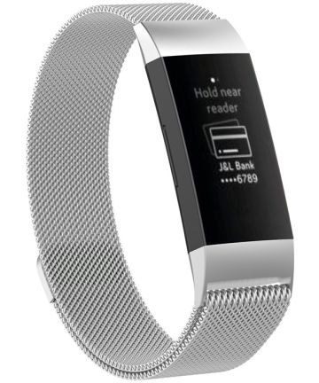 Fitbit Charge 4 / Charge 3 Bandje Milanese Staal Magnetisch Zilver Bandjes
