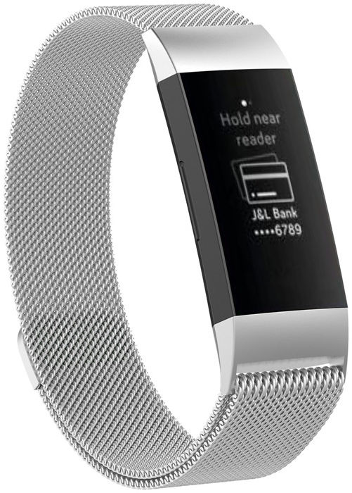 Fitbit Charge 4 / Charge 3 Bandje Milanese Staal Magnetisch Zilver afbeelding 1
