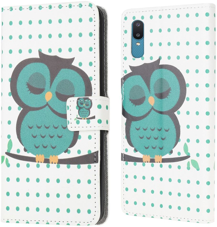 Samsung Galaxy M02 Hoesje Portemonnee Book Case Uil Print afbeelding 2