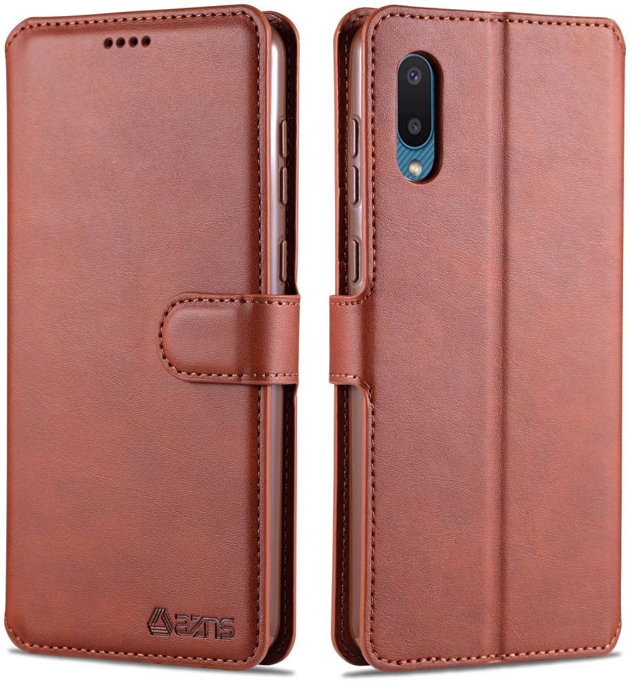 AZNS Samsung Galaxy M02 Hoesje Wallet Book Case Kunstleer Bruin afbeelding 2