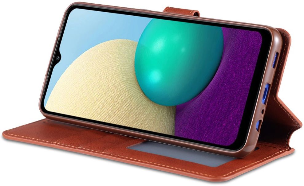 AZNS Samsung Galaxy M02 Hoesje Wallet Book Case Kunstleer Bruin afbeelding 4