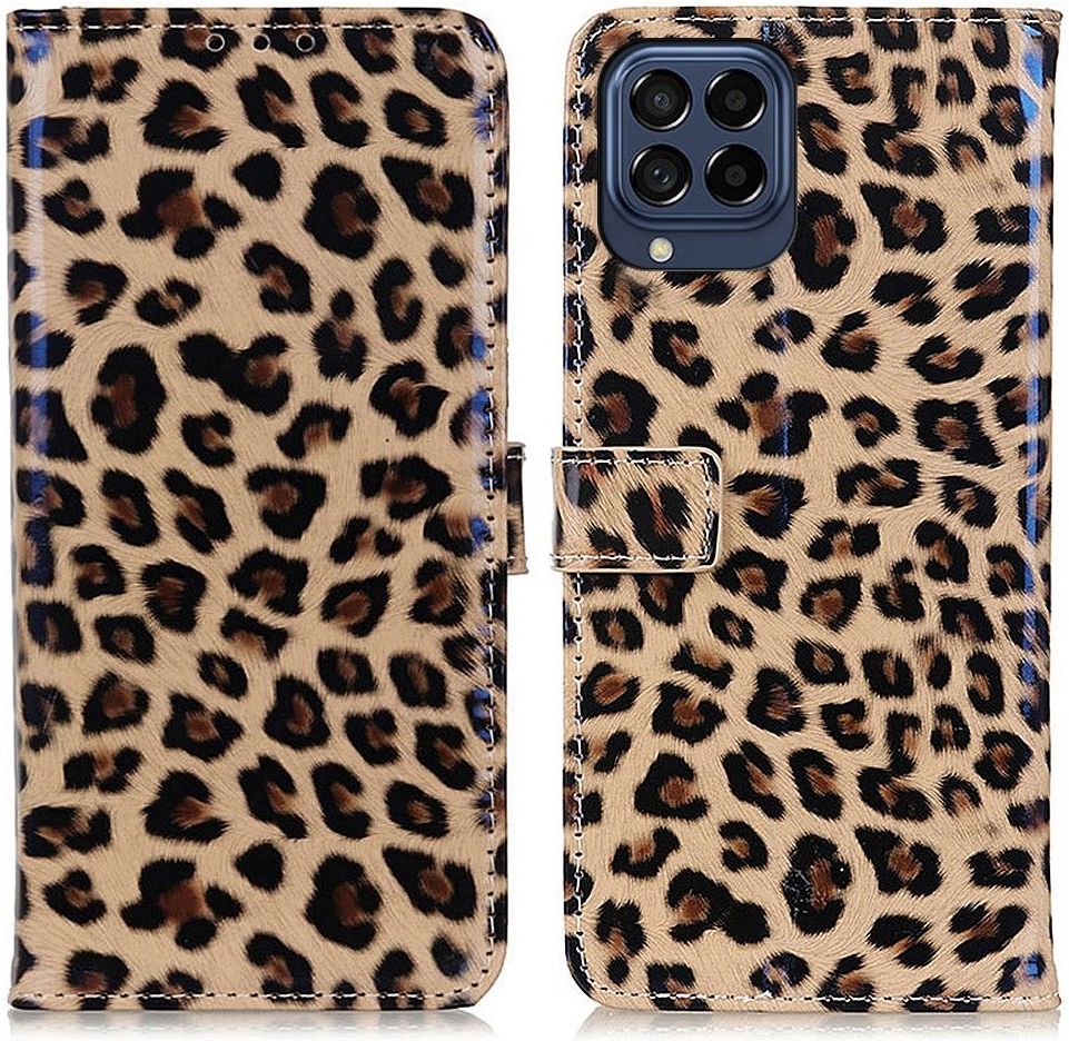 Samsung Galaxy M53 Hoesje Portemonnee Book Case Luipaard Print afbeelding 3