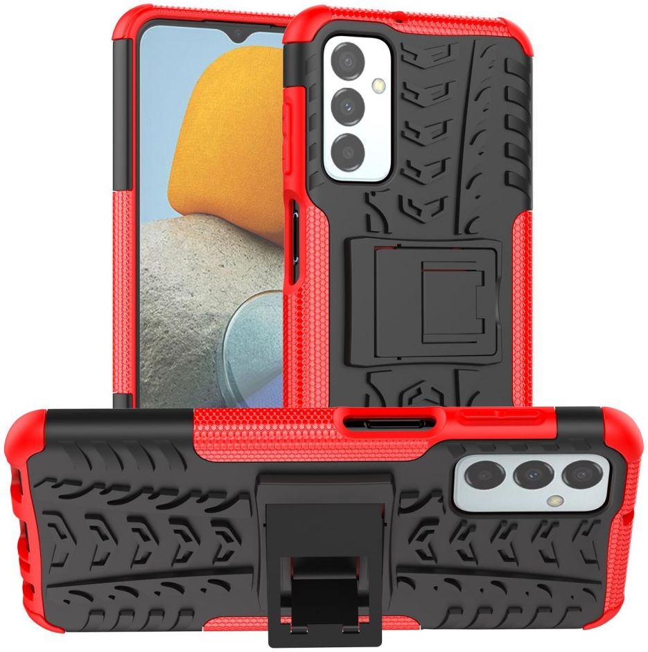 Samsung Galaxy M23 Hoesje Hybride Back Cover met Kickstand Rood afbeelding 1