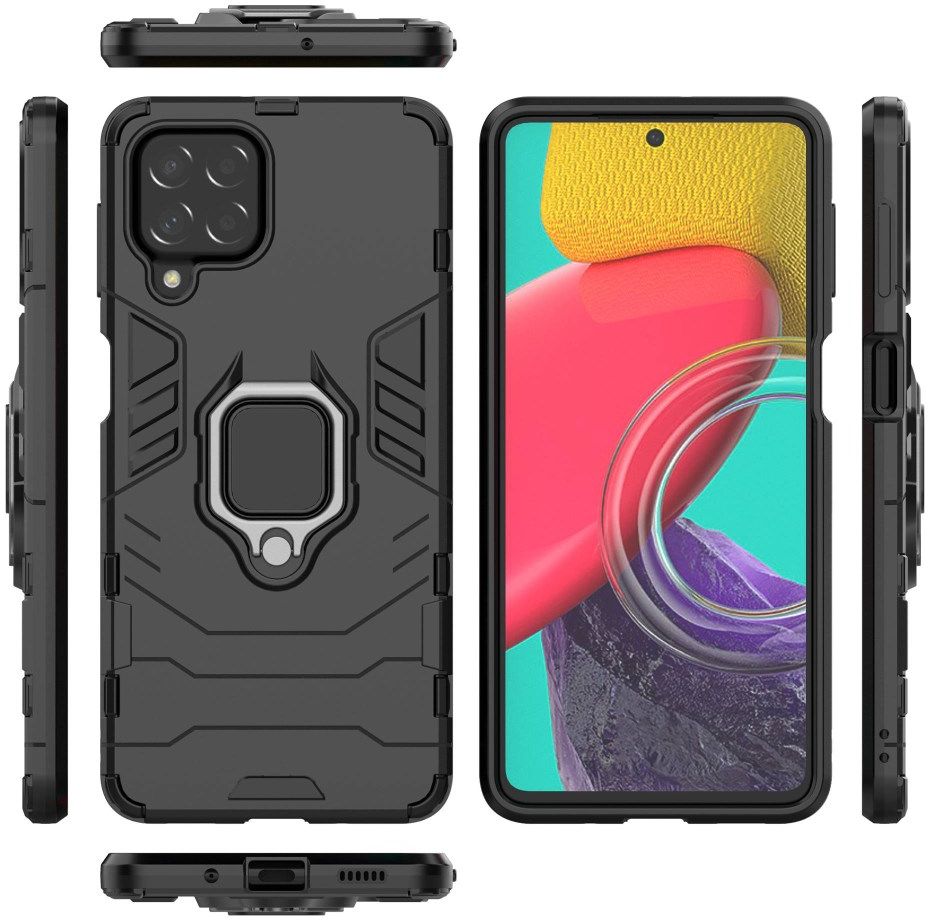 Samsung Galaxy M53 Hoesje Hybride Kickstand Back Cover Zwart afbeelding 2