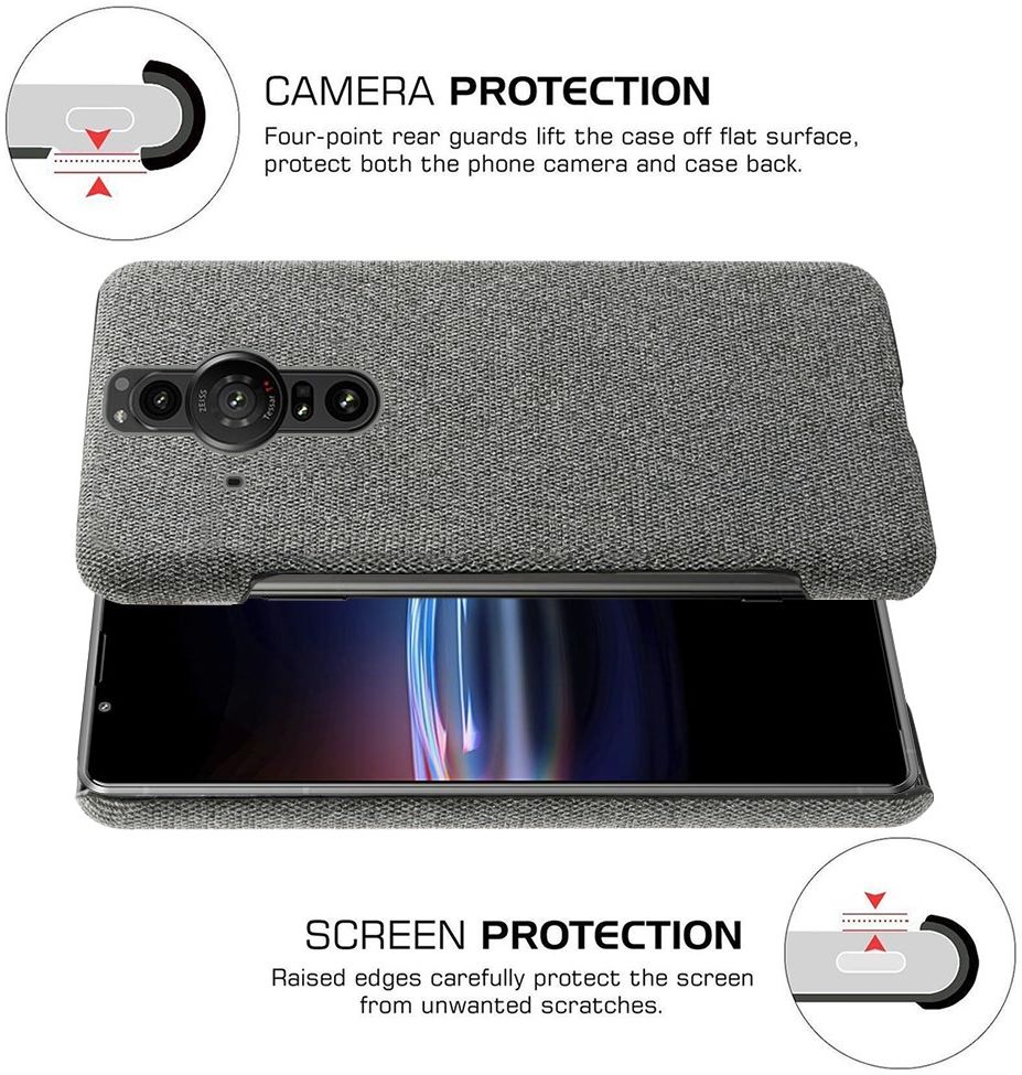 Sony Xperia Pro-I Hoesje met Stoffen Afwerking Grijs afbeelding 5