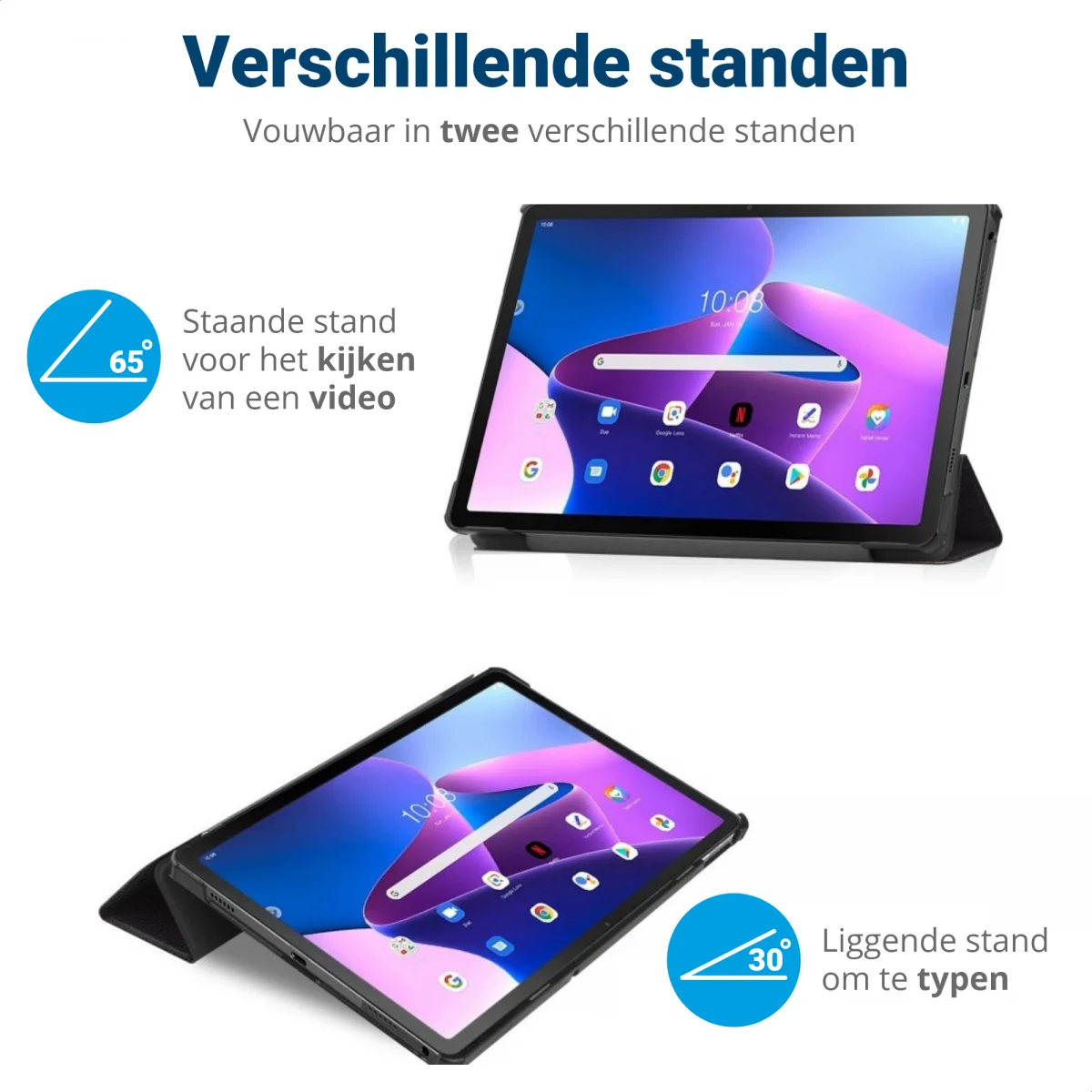 Lenovo Tab M10 Plus Gen 3 (10.6) Hoes Tri-Fold Book Case Print Touch afbeelding 5