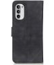 KHAZNEH Motorola Moto G52 Hoesje Retro Wallet Book Case Zwart