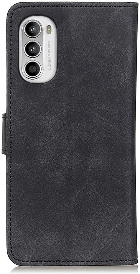 KHAZNEH Motorola Moto G52 Hoesje Retro Wallet Book Case Zwart afbeelding 2