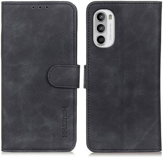 KHAZNEH Motorola Moto G52 Hoesje Retro Wallet Book Case Zwart afbeelding 4