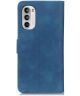 KHAZNEH Motorola Moto G52 Hoesje Retro Wallet Book Case Blauw