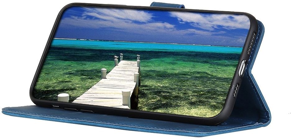 KHAZNEH Motorola Moto G52 Hoesje Retro Wallet Book Case Blauw afbeelding 5