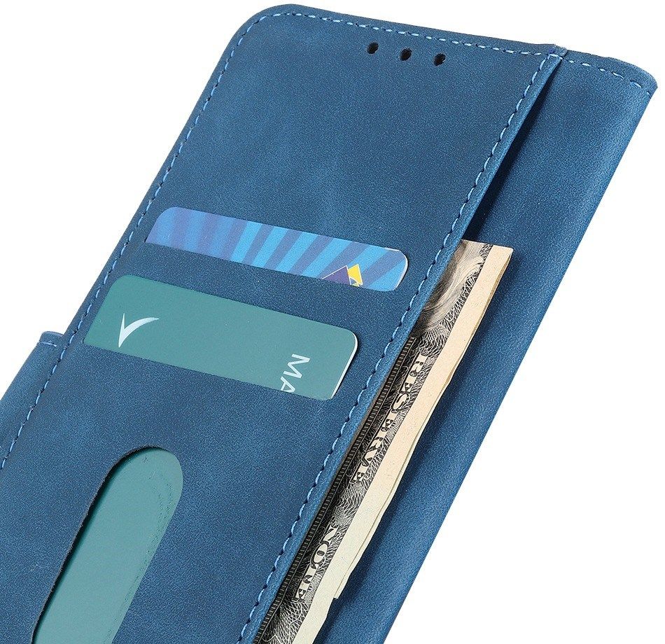 KHAZNEH Motorola Moto G52 Hoesje Retro Wallet Book Case Blauw afbeelding 6