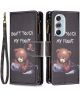 Motorola Edge 30 Pro Hoesje Zipper Portemonnee Book Case Print Zwart
