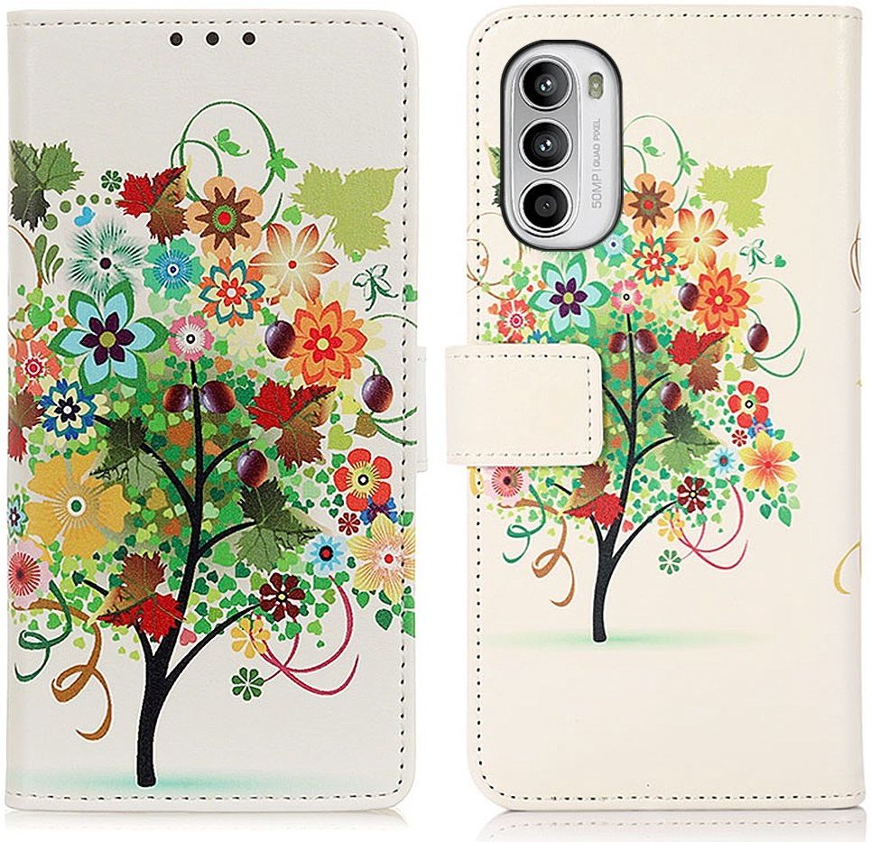 Motorola Moto G52 Hoesje Portemonnee Book Case met Tree Print afbeelding 3