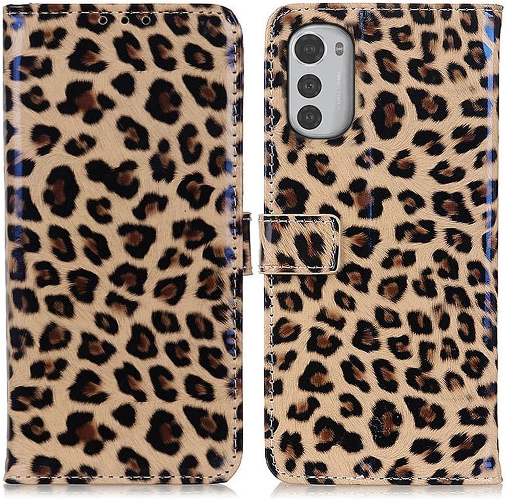 Motorola Moto E32 Hoesje Portemonnee Book Case met Luipaard Print afbeelding 3