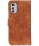 KHAZNEH Motorola Moto E32 Hoesje Retro Wallet Book Case Bruin
