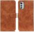 KHAZNEH Motorola Moto E32 Hoesje Retro Wallet Book Case Bruin afbeelding 2