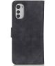 KHAZNEH Motorola Moto E32 Hoesje Retro Wallet Book Case Zwart