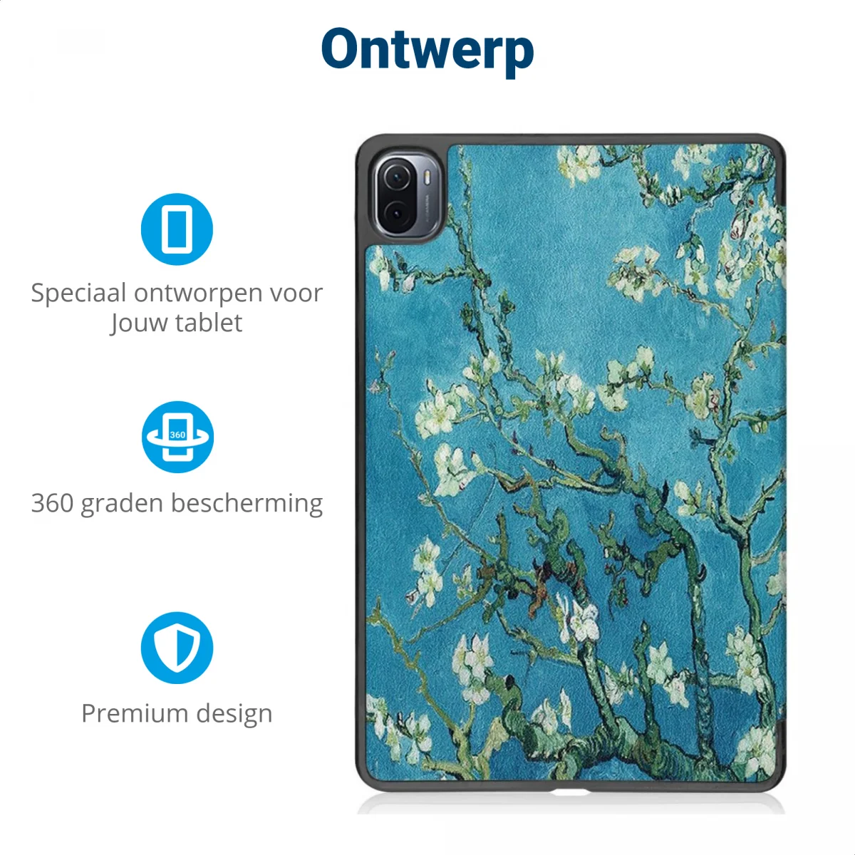 Xiaomi Pad 5 Hoes Tri-Fold Book Case met Flower Print afbeelding 3