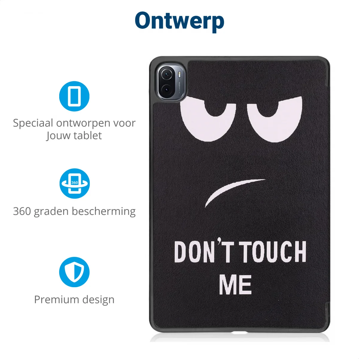 Xiaomi Pad 5 Hoes Tri-Fold Book Case met Don&#039;t Touch Print afbeelding 3